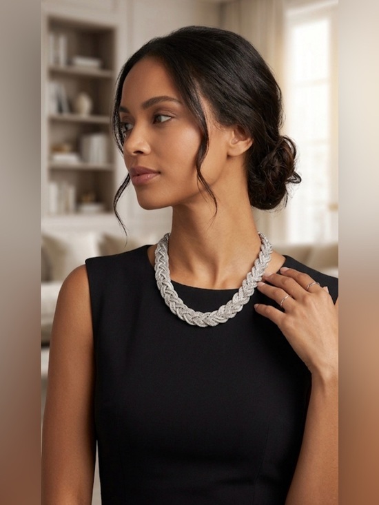 Vintage Jewelry - ✨ Statement Silver Braided Necklace ✨